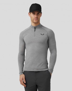 Castore Golf Body Mapped Seamless Quarter Zip Top Steel | WXUO73609