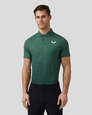 Castore Golf Printed Polo Verdes | LDZO68543