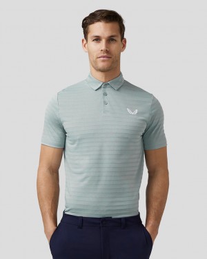 Castore Golf Textured Pique Stripe Polo Azuis | ZXPR72308