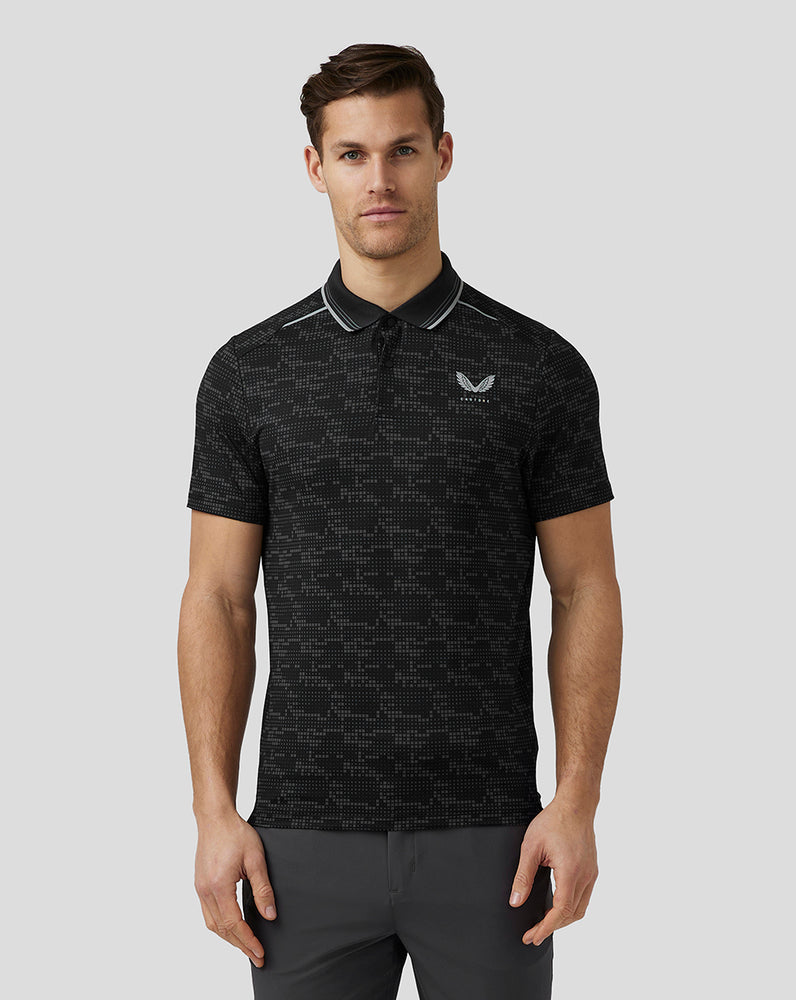 Castore Golf Printed Tech Polo Pretas | AVCK83705